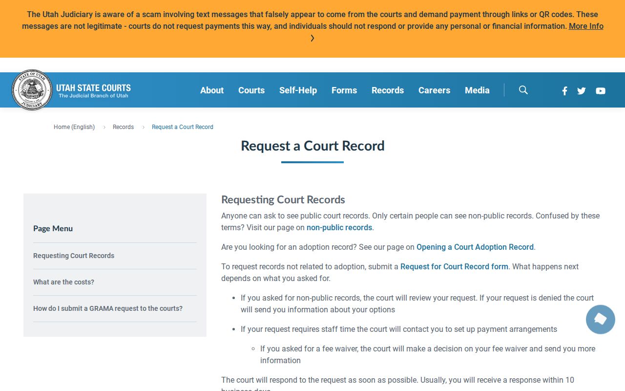 Emery County court record request process