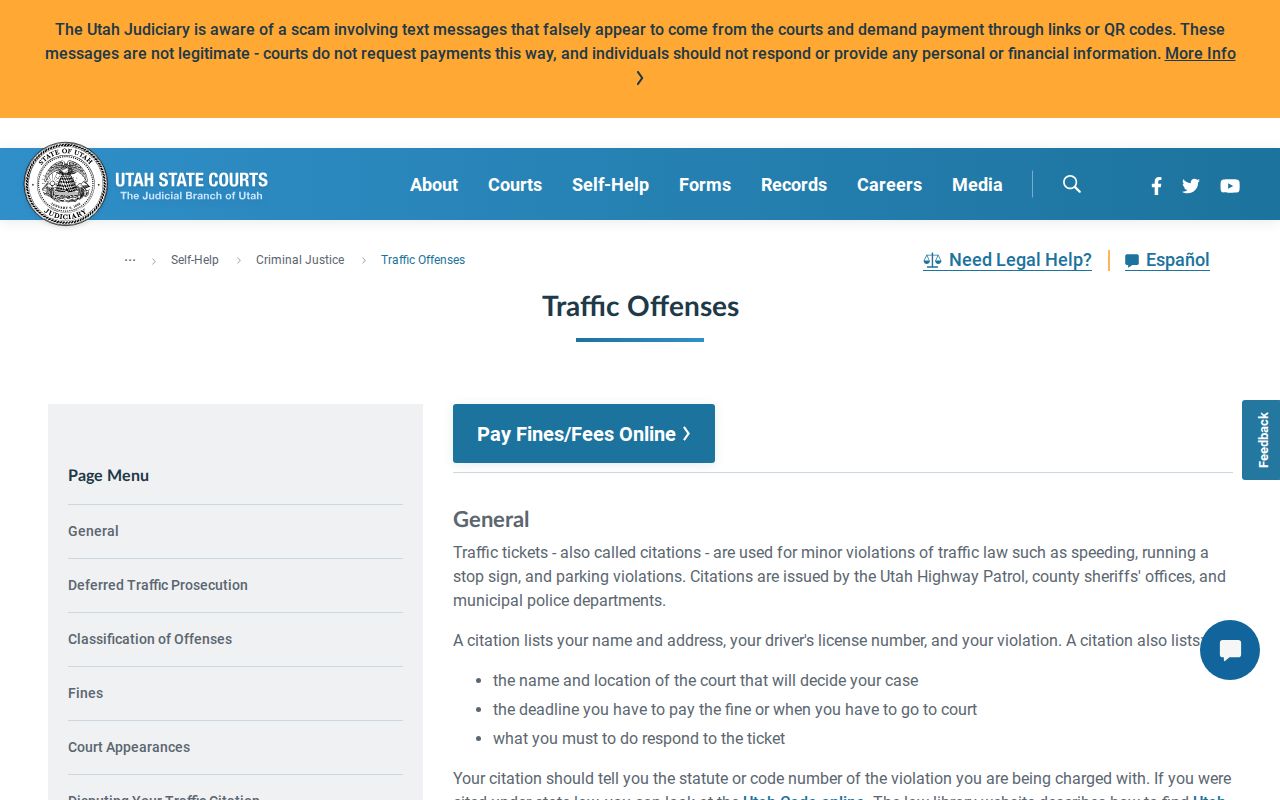 Emery County traffic citation and payment instructions